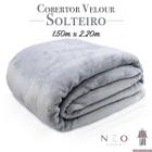 Cobertor Solteiro Velour Premium Manta Microfibra Cinza