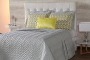 Cobre Leito Cama Queen Edredom Chevron Amarelo Completo 7 Peças