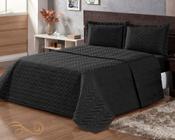 Cobre Leito Casal Cama Queem Matelassê Pratic 3 Peças - Preto