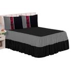 Cobre Leito Colcha Manta Casal Cama Box Queen com Porta Travesseiro Kit 03 Peças Romance Estampa Digital Matelada