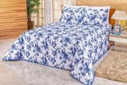 Cobre Leito Colcha Piquet Estampa Floral Azul Casal King