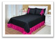 Cobre Leito Helo Casal 03 Peças S/Matelado Preto/Pink