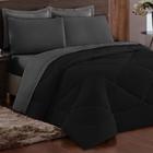 Cobre Leito Soft Avulso para Cama Casal Queen Dupla Face 2,40mx2,10m Preto e Cinza Casen