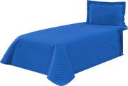 Cobre Leito Solteiro Kaique 02 Peças Liso Ideal Cama Box azul