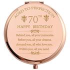 COFOZA 1953 70 Presentes de aniversário para a mulher de aço inoxidável rosa ouro bolso compacto viagem maquiagem espelho de maquiagem 70 anos de idade Inspiração presente atrás de você todos os seus méritos com caixa de presente