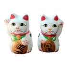 Cofre Casal Gato Sorte Decoração Maneki Neko Oriental 10CM