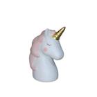 Cofrinho decorado unicornio Ceramica Crina Rosa com Gliter - Decore Casa
