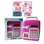 Cofrinho infantil eletronico digital com senha teclado e biometria automatica moedas nota rosa