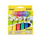 Cola Colorida 6 Cores Tinta Escolar Lavável Acrilex