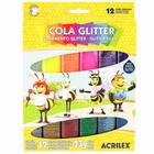 Cola glitter 12 cores acrilex 23g