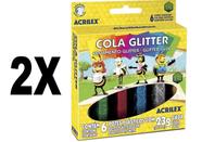 Cola Glitter 6 Cores 23g Acrilex Kit com 2 Caixas