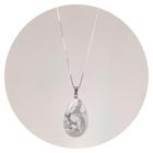 Colar 60Cm Prata 925 Howlita Em Gota Estilo Carrara Natural