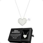 Colar Aço Feminina + Pingente Coração Amor Strass + Caixa