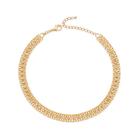 Colar banhado ouro 3x 24k 18k e 22k grosso feminino choker elos batidos rommanel entrelaçados 40 cm 33 cm 532503