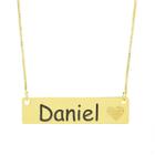 Colar Chapinha Coração Gravação Personalizada Nome Daniel Banhado Ouro 18K - 999006018