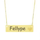 Colar Chapinha Coração Gravação Personalizada Nome Fellype Banhado Ouro 18K - 999006187