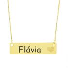 Colar Chapinha Coração Gravação Personalizada Nome Flávia Banhado Ouro 18K - 999006318