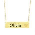 Colar Chapinha Coração Gravação Personalizada Nome Olivia Banhado Ouro 18K - 999006447