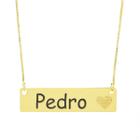 Colar Chapinha Coração Gravação Personalizada Nome Pedro Banhado Ouro 18K - 999006105