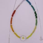 Colar chocker com miçangas coloridas e um girasssol - 45 cm, prata 925