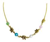 Colar Chocker Infantil Colorido Elefantes Dourado Semijoia - De Castro joias