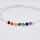 Colar chocker miçangas com chakras color, 35/40 cm, prata 925