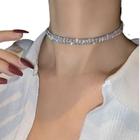 Colar Chocker Noiva Pedra Zirconia Prata Semi Joia Debutante