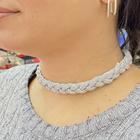 Colar Choker de Strass Prateado