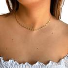 Colar Choker Dourado Corrente Luxuosa Folheada 18K Verniz