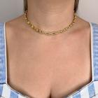 Colar Choker Elos Cadeado Banhado em Ouro 18k