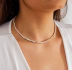 Colar Choker Riviera Cristal Zircônia Banhado Prata 925 Antialérgico