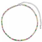 Colar Choker Riviera de Zirconia Colorida Banhado a Prata Semijoia