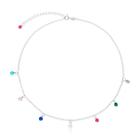 Colar Choker Zircônias Coloridas Prata 925