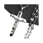 Colar Com Pingente De Crucifixo, Cor Dourada, Aço Inoxidável, Cruz De Jesus, Para Homens, Corrente