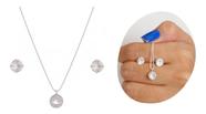 Colar Conjunto Feminino Pedra Zirconia Original Prata 925