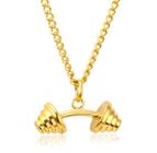 Colar Cordão Academia Peso Halter Folheado Ouro 18k