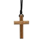 Colar Cordão Crucifixo Madeira Coroinha Sem Cristo