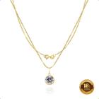 Colar Cordão Feminino Veneziana Ouro18k 750 45cm + Ponto De Luz Zircônia Branco