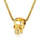 Colar Corrente Skull Rock Gótico Motocicleta Gold Punk Aço