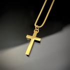 Colar Crucifixo Dourado Aço Inoxidável Cordão Masculino