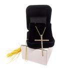 Colar Crucifixo Feminino Strass Banhado A Ouro 18k Semi Joia