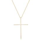 Colar crucifixo palito banhado a ouro 18k