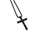 Colar Crucifixo Preto Cordão Masculino corrente aço inoxidável