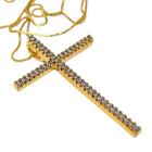 Colar De Cruz Delicado Crucifixo Pedras Banhado A Ouro 18k