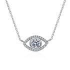 Colar de moissanite de prata real 0.5ct Brilhante Diamante Aberto Colar pendente olho do mal para mulheres homens presente joias finas Colares - HTTN