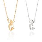 Colar de ouro 18k ou prata 925 feminino rommanel elo cadeado com pingente sereia ariel disney cravejada pedra zircônias