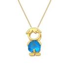 Colar de Pingente De Menino menina rosa e Cor Azul Banhado A Ouro 18K