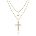 colar duplo feminino Cruz jesus cristo ponto de luz folheado dourado gargantilha corrente fino