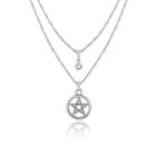 colar Duplo feminino pentagrama estrela de davi prata gargantilha Alternatico Wicca Gótico budista