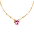 colar feminino aço inox ouro + pingente strass rosa delicado coração qualidade premium presente moda